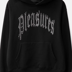 Sudadera con capucha de estilo urbano para hombre, transpirable, cortavientos, con cremallera completa, diseño de calavera, con logotipo personalizado, adornada con pedrería brillante y cristales de imitación - Product Image 2