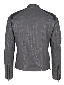 เสื้อแจ็คเก็ตหนังสีเทาสำหรับผู้ชาย รุ่น Abram - Product Image 2