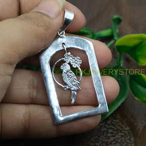 Vintage Bird Flower <b>Arch</b> <b>Frame</b> Pendant Silver Handmade Bird Charm Pendant Nature Inspired Jewelry Women Gift Pendant for Unisex - Product Image 5