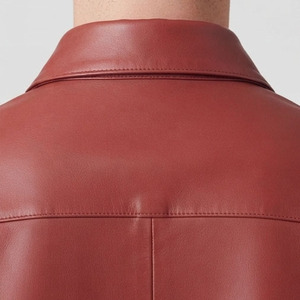 <b>Men</b> Genuine Leather Fashion Fit Horn Button Breathable Casual Sporty Office Wear <b>Shirt</b> - Product Image 5