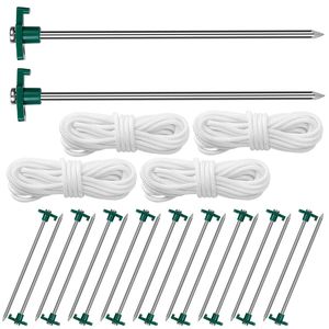 Set di 20 Picchetti per Tenda Resistenti da 25 cm con Corde in Nylon da 2,95 m e Martello per Tende Pop-up - Product Image 1