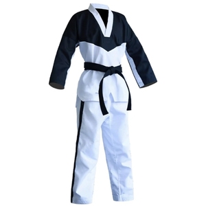 Uniforme de karaté pour hommes, vêtements d'arts martiaux en coton doré et noir, coupe régulière, durable, en stock - Product Image 3