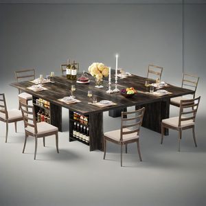 Tavolo da Pranzo Rettangolare Nero da 160 cm con Contenitore per Cucina, per 4 Persone - Product Image 6