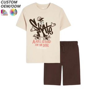 Conjunto de Ropa Casual para Niños Personalizado, Camiseta y Pantalones Cortos 100% Algodón con Estampado Animal para Todas las Temporadas, Venta al Por Mayor OEM/ODM - Product Image 1