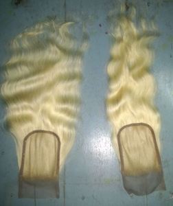 Extension de queue de cheval pleine et volumineuse blonde avec closure 5x5 – Idéale pour usage quotidien et occasions spéciales, tissage de cheveux élégant pour mariée, parfait pour coiffures de mariage - Product Image 2