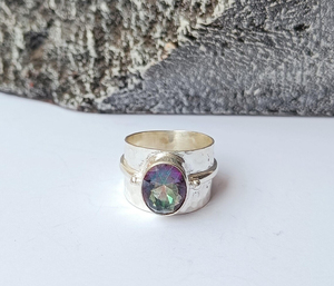 Anillo de Topacio Místico, Anillo de Plata con Topacio Místico, Anillo de Plata de Ley 925, Regalo de Aniversario, Boda, Cumpleaños para Ella - Product Image 4