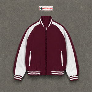 Best Premium Outerwear Men's Maroon White Varsity Jacket Zipper Closure Casual With Minimal Burgundy Comfortable Fashion Sale's - Product Image 5