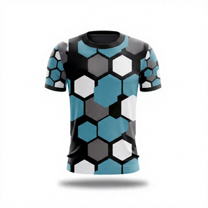 เสื้อยืดกีฬาระบายอากาศแบบซับลิเมชั่นสั่งทำพิเศษ ขายส่งด้านหน้า 100% โพลีเอสเตอร์ แห้งเร็ว พิมพ์ลายเต็มตัว เสื้อทีมฝึกซ้อม OEM - Product Image 2