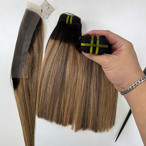 Ombre Mixing Blonde <b>Bundle</b> And Closure Raw Human Hair Bouncy <b>Curly</b> Texture Human Hair Luxury Quality Super Double Drawn - Product Image 4