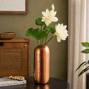 Vase à fleurs en cuivre martelé artisanal, vase décoratif en métal pour la décoration de la maison, centre de table, arrangement floral, décoration de mariage - Product Image 2