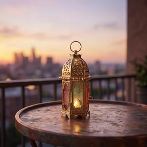 Moroccan Style Brass <b>Lantern</b> <b>Candle</b> <b>Holder</b> with Style Tabletop <b>Lantern</b> for Home Decor Ramadan Wedding and Indoor Decoration - Product Image 2