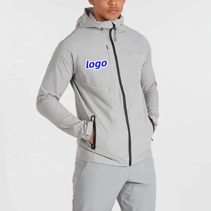 Men's Hooded Puffer <b>Jacket</b> Windproof Solid Color Zipper Closure Sporty Style Autumn Wear Front Logo Heat-Transfer Printing - Product Image 3