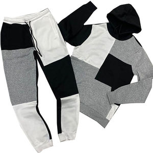 ชุดวอร์มออกกำลังกายแบบสั่งทำพิเศษ รุ่น 500 สำหรับผู้ชาย ตัดเย็บอย่างดี ผ้าหนา ตกแต่งด้วยผ้าแบบหลายชิ้น ชุดเสื้อฮู้ดและกางเกงวอร์ม - Product Image 3