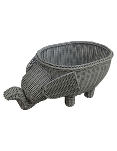 Wicker PP Sewing Elephant <b>Storage</b> <b>Basket</b> <b>Toy</b> Organizer Round Shape Modern Nursery Bin for Kids Bedroom - Product Image 3