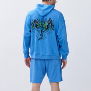 Ensemble sweat à capuche et short en mélange de coton, imprimé sur mesure, vente en gros, fabricant de vêtements streetwear - Product Image 2