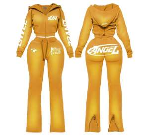 Ensemble de jogging streetwear brodé pour femme, léger, écologique, extensible dans quatre directions, anti-transpiration, style vintage, pour le yoga - Product Image 4