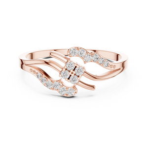 Bague de fiançailles en or rose et diamants, trilogie, triple pierre, bijoux de mariée pour femme - Product Image 3