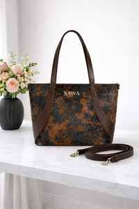 Sac fourre-tout en cuir véritable fait main avec poils, pour femme, été, multifonction, personnalisable, haute qualité LHTB-0040 - Product Image 5