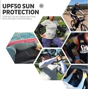 Manchons de bras unisexes en tissu de soie glacée rafraîchissant, élastiques, sans coutures, protection UPF50+, pour l'extérieur, mode estivale, pour hommes et femmes. Commandez maintenant. - Product Image 3