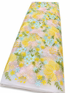 Tissu en polyester uni brodé, imprimé, tricoté, respirant, écologique, de qualité export, pour robe de mariée - Product Image 6