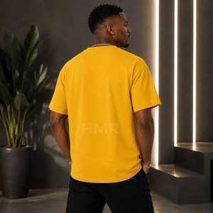 T-shirt Jaune Oversize HMR Brotherhood pour Homme avec Motif à Pois en Strass, Col Rond, Manches Courtes, Style Urbain, en Coton Jersey - Product Image 4