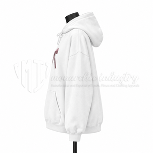 Women’s <b>White</b> <b>Oversized</b> <b>Hoodie</b> Custom Bow Graphic Pullover Casual Streetwear Fleece <b>Hoodie</b> Manufacturer - Product Image 5