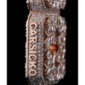 Colgante de Lujo con Letra CSO, con Diamantes Moissanite VVS en Corte Pera y Redondo, Chapado en Oro sobre Plata de Ley 925, Joyería Hip Hop - Product Image 3