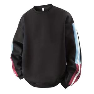 เสื้อสเวตเชิ้ตผู้ชายทรงโอเวอร์ไซส์ ผ้าเฟรนช์เทอร์รี่ฟลีซ ย้อมสีพื้น ทรงหลวม แขนยาว คอปกและปลายแขนเสื้อตัดสี สไตล์ลำลอง สำหรับฤดูหนาว - Product Image 1