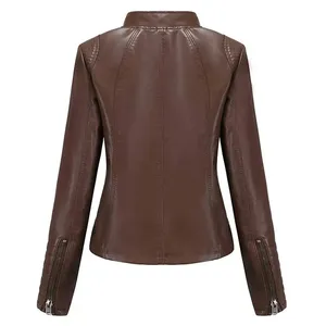 Chaqueta de Cuero de Motocicleta de Piel de Oveja para Mujer, Diseño Personalizado, a la Moda, Otoñal, Resistente al Viento, Transpirable, de Alta Calidad - Product Image 6