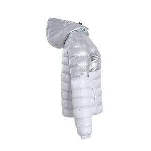 <b>Silver</b> Hooded Puffer <b>Jacket</b> Windproof Zipper Closure Casual Winter Style Slim Fit Polyester Wadding Regular Length Unisex - Product Image 3