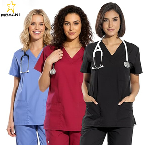 Ensemble d'uniformes médicaux pour femmes : Blouse de travail à col en V classique et pantalon de jogging style yoga - Product Image 5