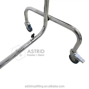 Carrito de Exhibición de Ropa Moderno de Acero Inoxidable Cromado con Ruedas, para Sombreros, Bufandas, Pantalones y Ropa, para Tiendas de Ropa - Product Image 5