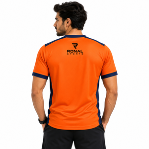 Camiseta Deportiva de Manga Corta para Hombre, Color Naranja, Corte Regular, Secado Rápido, Diseño Deportivo, Logotipo en la Espalda, en Oferta 2026, Marca Ronal Sports - Product Image 4