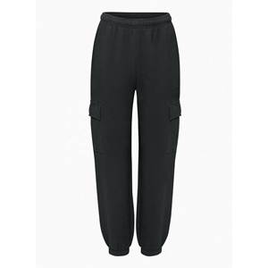 High Quality <b>Women's</b> <b>Black</b> Cargo Pants Mid Waist Loose Fit Ankle-Length Fleece Casual Pants <b>Pockets</b> Elastic Waist Autumn Pants - Product Image 1