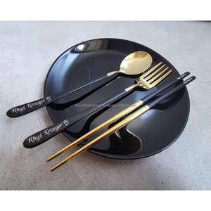 Ensemble de couverts en or, fournitures pour hôtels et restaurants, cuillère, fourchette et baguettes dorées, ensemble de 3 pièces, couverts de luxe, compatibles lave-vaisselle - Product Image 6