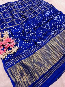 Sari de mariée en soie Gaji pure, style Ghatchola, motif Bandhani - Product Image 2