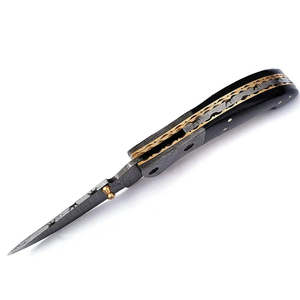 Cuchillo de Bolsillo Burraq Hecho a Mano con Acero de Damasco, Mango Elegante y Funda de Cuero, Punta de 7 Pulgadas, Ideal para Regalos y Actividades al Aire Libre - Product Image 2