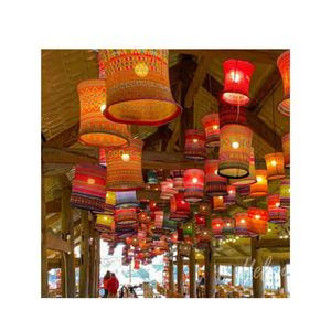 Christmas Gift Brocade Lantern NEw Year Hanging <b>Outside</b> Lanterns Boho Vibe Pendant <b>Light</b> Wedding Party Decor Set - Product Image 2