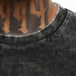 T-shirt 100 % coton pour homme, coupe classique, col rond, délavé à l'acide, écologique, infroissable, respirant, grammage lourd, personnalisable - Product Image 3