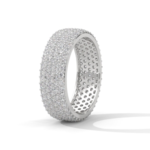 Bague Éternité Complète en Argent avec Diamants Baguette et Pierres de Laboratoire, Chic et Empilable, pour Mariage et Fiançailles, Bijoux Fins - Product Image 3