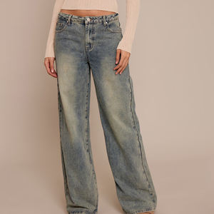 Fabricante Profesional de Fábrica, Pantalones Vaqueros de Cintura Media para Mujer, Tela Lavada Transpirable, Decoración con Logotipo, Casuales, Planos, Verano, Venta al Por Mayor - Product Image 2