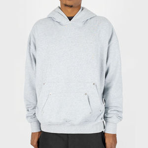 Sweat-shirt à capuche surdimensionné pour homme en polaire, couleur unie, avec poche, style décontracté pour l'automne - Product Image 2