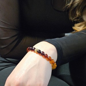 Bracelet élastique en ambre de la Baltique de luxe, pierres précieuses multicolores facettées, cadeau pour femme - Product Image 6