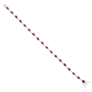 Elegant & Classic Style Real Gemstone <b>Ruby</b> & Diamond Fine Sleek Tennis <b>Bracelet</b> Stacking Daily Wear 14K White Gold Jewelry - Product Image 6