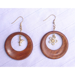 Pendientes de Madera con Aleación de Zinc para Mujer, Pendientes de Moda para Boda - Product Image 6