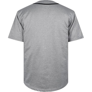 Classic Blank Gray Baseball Jersey Unisex Sport Shirt Button-<b>Down</b> V-Neck Top With Retro Black Single Pinstripe - Product Image 3