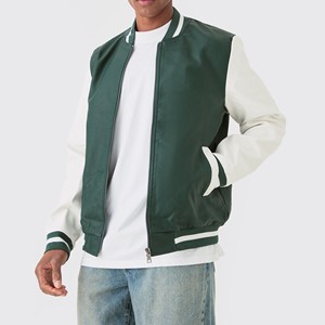 <b>Men's</b> Varsity <b>Jacket</b> Custom Letterman <b>Jacket</b> OEM ODM Wool Blend Leather Sleeve <b>Baseball</b> College <b>Jacket</b> Private Label Manufacture - Product Image 4
