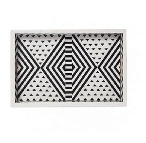 Artisanat indien fait à la main bois résine incrustation plateau de service modèle décoratif résine artisanat pour Table à manger maison Restaurant décoration - Product Image 2