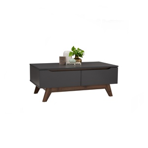 Urban <b>Walnut</b> Black MANDO Coffee <b>Table</b> Industrial Style Rectangular Center <b>Table</b> for Professional Office Lounge and Home - Product Image 4
