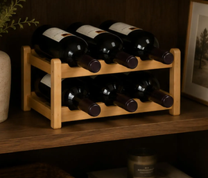 Étagère à vin moderne en bambou naturel, design vague, avec support stable pour bouteilles, pour cuisine, cave à vin, salle à manger, bar - Product Image 1